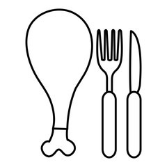 chicken thigh and cutleries