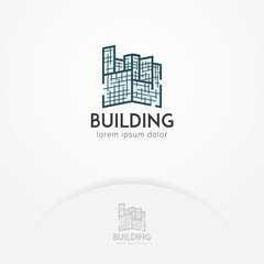 Building logo, Abstract vector of buildings and architects with a flat style. Construction and Residential logo template