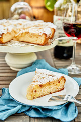 Freshly baked slice of tart on a plate