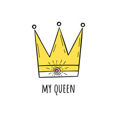 Vector illustration of the Crown.Scandinavian motives. Cartoon background.