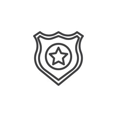 Police badge outline icon. linear style sign for mobile concept and web design. simple line vector icon. Symbol, logo illustration. Pixel perfect vector graphics