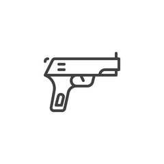 Gun pistol outline icon. linear style sign for mobile concept and web design. Hand Gun Weapon simple line vector icon. Firearm symbol, logo illustration. Pixel perfect vector raphics