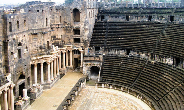 View to Bosra amphitheater at Syria