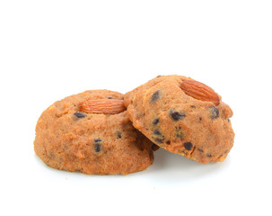 Chocolate Almond Cookies on white background