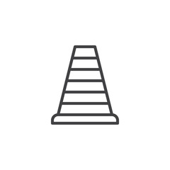 Traffic cone outline icon. linear style sign for mobile concept and web design. simple line vector icon. Symbol, logo illustration. Pixel perfect vector graphics