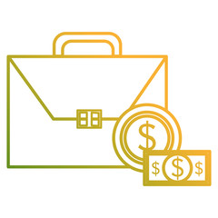 portfolio with bills and coins dollars