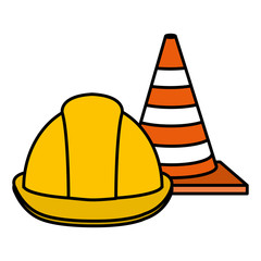 construction helmet with cones