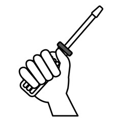 hand with screwdriver tool