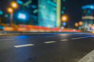 empty urban road with modern building in the city.