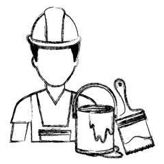 painter with paint pot and brush