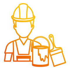 painter with paint pot and brush