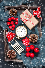 Christmas composition with holiday decorations