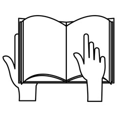 hands with text book
