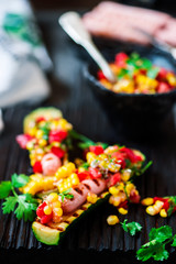 zucchini bun hot dog.