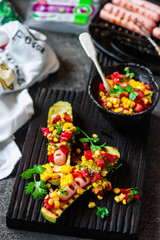 zucchini bun hot dog.