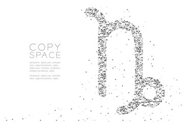 Abstract Geometric Low polygon square box pixel and Triangle pattern Capricorn Zodiac sign shape, star constellation concept design black color illustration on white background with copy space, vector