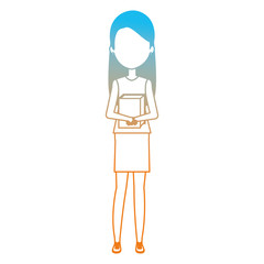 young girl student with books character