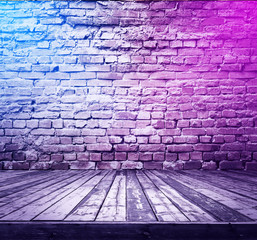 bricks room with neon lights
