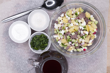 Russian national dish - okroshka