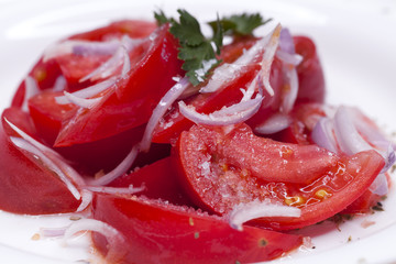 Salad with tomato and onion appetizer