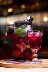 Homemade red wine sangria with orange