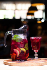 Homemade red wine sangria with orange