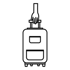 hand with suitcase travel