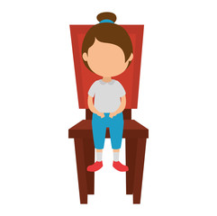cute and little girl in the chair character vector illustration design