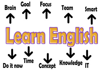 Learn English Tag cloud Education concept