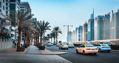 Foto op Canvas General view of Dubai Marina. Line of the city skyline. © seqoya
