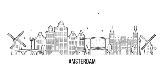 Fotobehang Amsterdam skyline Netherlands vector city building © Alexandr Bakanov