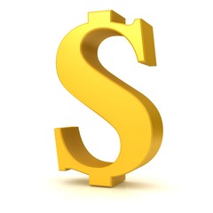 golden dollar sign 3d isolated