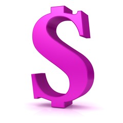 dollar sign pink 3d isolated on white