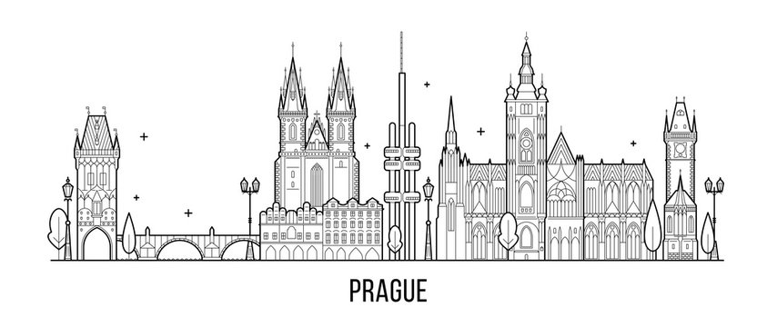 Prague skyline Czech Republic city building vector