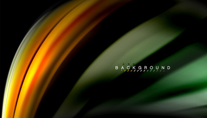 Fluid colors abstract background, twisted liquid design on black, colorful marble or plastic wave texture backdrop, multicolored template for business or technology presentation or web brochure cover