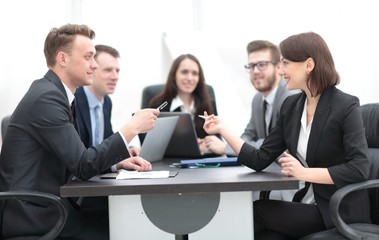 Fototapeta premium business team holds a brainstorm