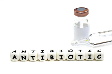 an antibiotic vial and solvent