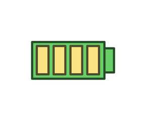 Fully charged battery icon. Line colored vector illustration. Isolated on white background.