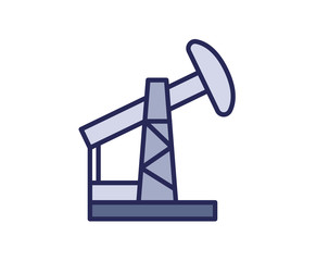 Oil jack pump icon. Line colored vector illustration. Isolated on white background.