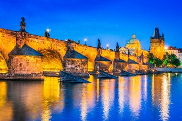 Fototapeta na wymiar Prague, Charles Bridge and Stare Mesto, Czech Republic