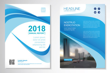 Template vector design for Brochure, AnnualReport, Magazine, Poster, Corporate Presentation, Portfolio, Flyer, infographic, layout modern with blue color size A4, Front and back, Easy to use and edit.