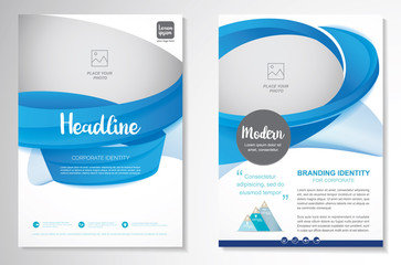 Template vector design for Brochure, AnnualReport, Magazine, Poster, Corporate Presentation, Portfolio, Flyer, infographic, layout modern with blue color size A4, Front and back, Easy to use and edit.