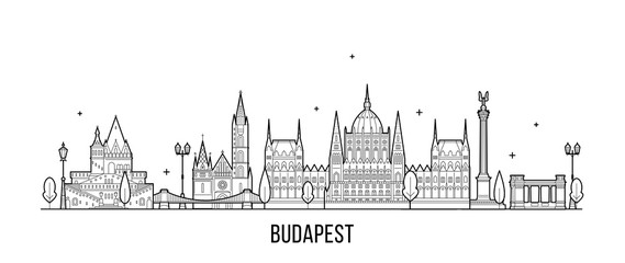 Budapest skyline Hungary city buildings vector