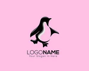 creative walking dance penguin fun animal logo vector