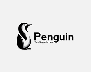 creative stand penguin logo vector design