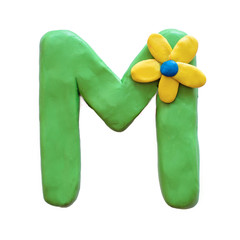The letter M of the English alphabet from plasticine