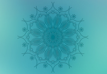 Abstract mandala graphic design and watercolor digital art painting for ancient geometric concept background