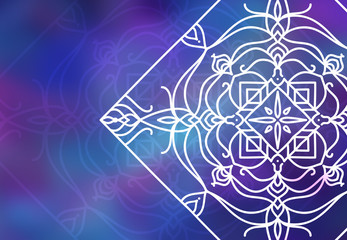 Abstract mandala graphic design and watercolor digital art painting for ancient geometric concept background