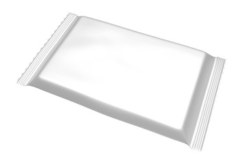 3D realistic render of Blank Template Package For Big Snack, Chocolate Or Candy. Plastic Pack. Clipping path. Isolated on white background