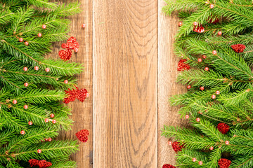 Fototapeta na wymiar Christmas background with fir branches